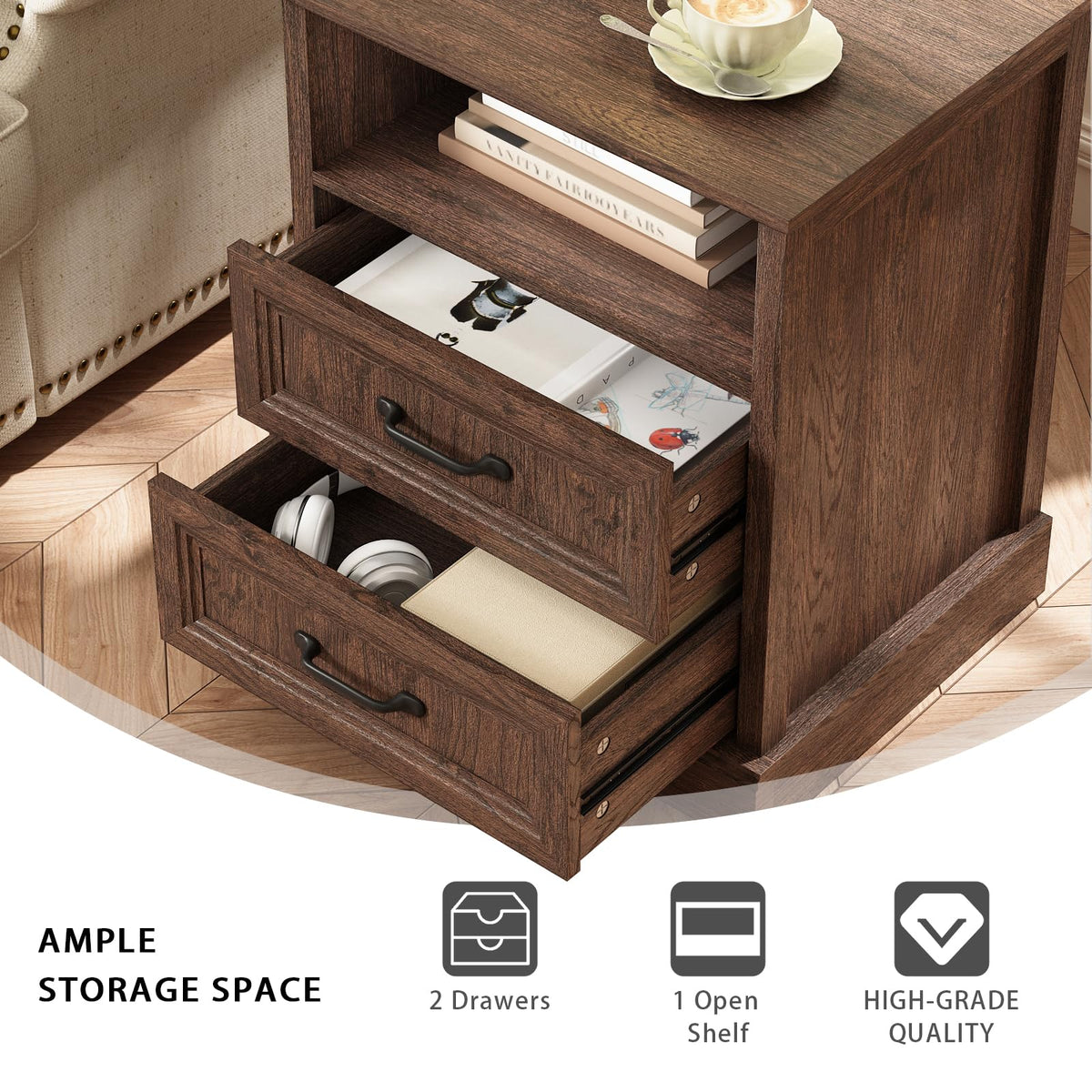 Brown 2 Drawer Nightstand Set of 2 E674247