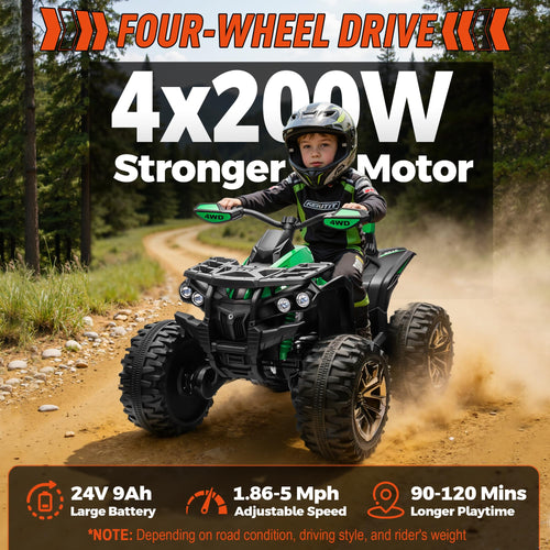 24V Kids ATV 4 Wheeler Green Z406