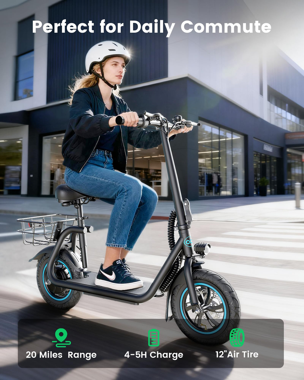 Electric Scooter with Seat & Basket O6578