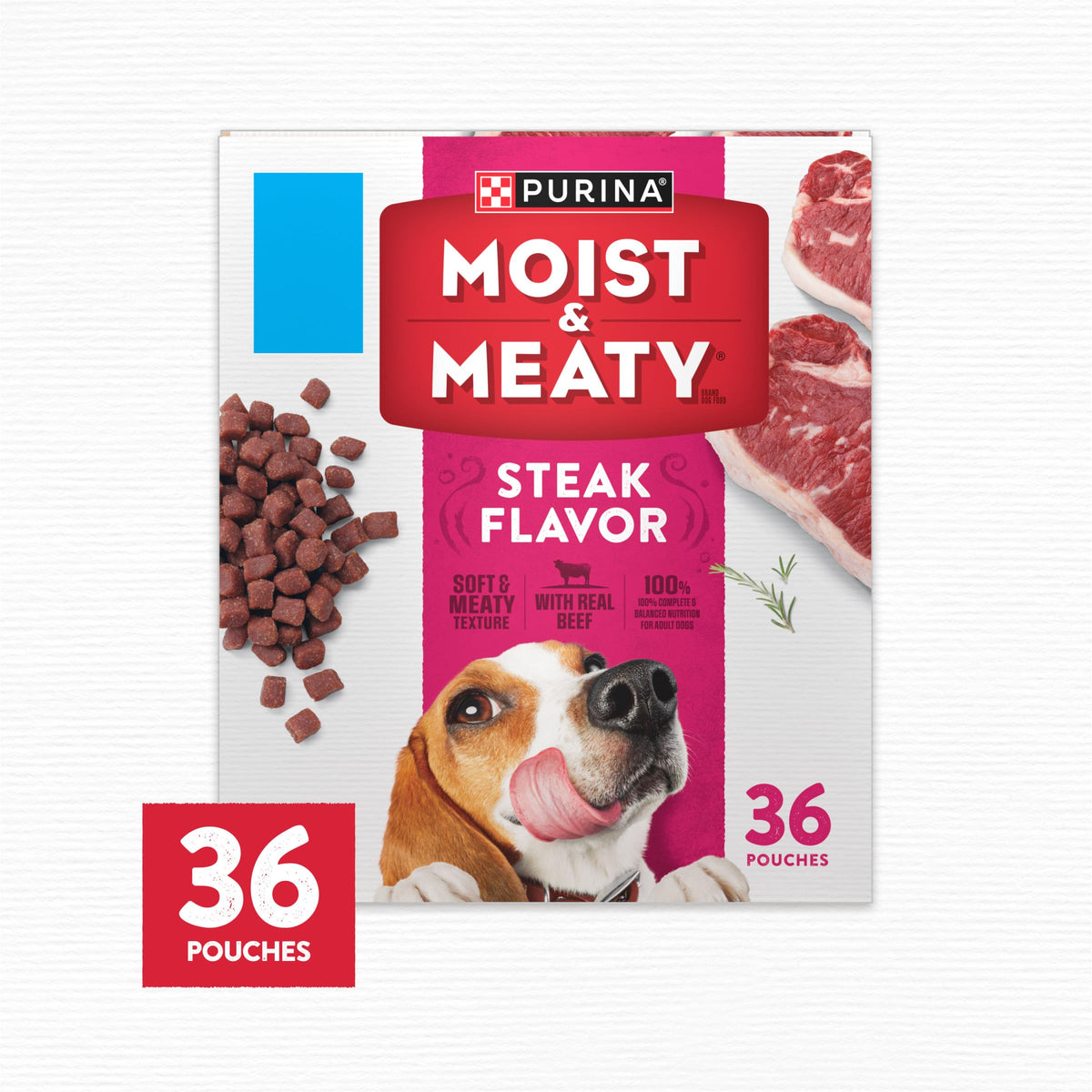 Moist & Meaty Soft Dog Food Pouches, 36 ct K964