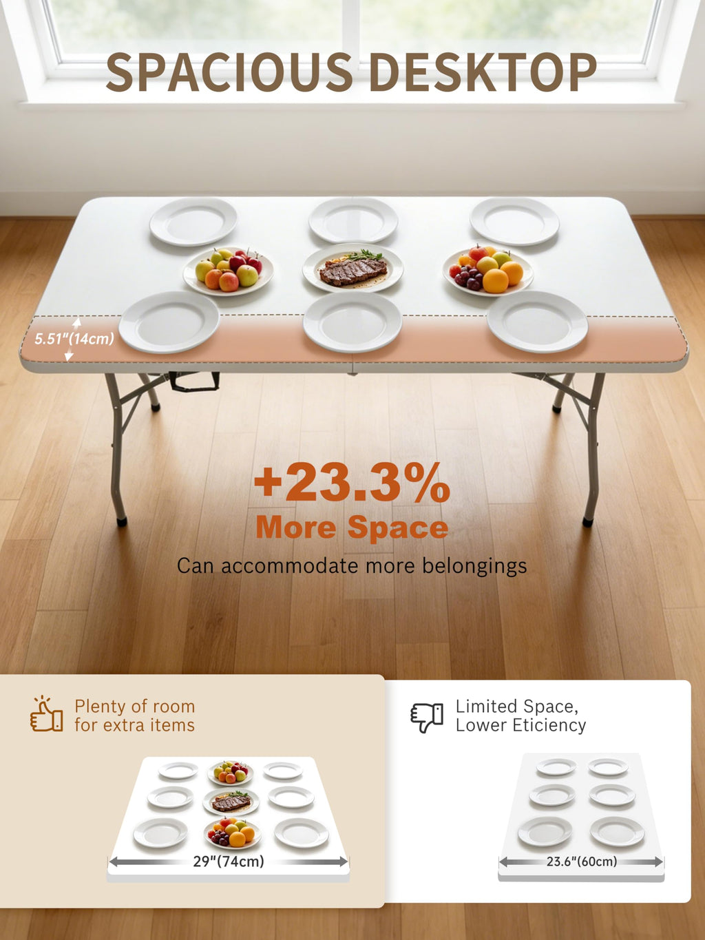 6Ft Heavy Duty Portable Plastic Folding Table I991