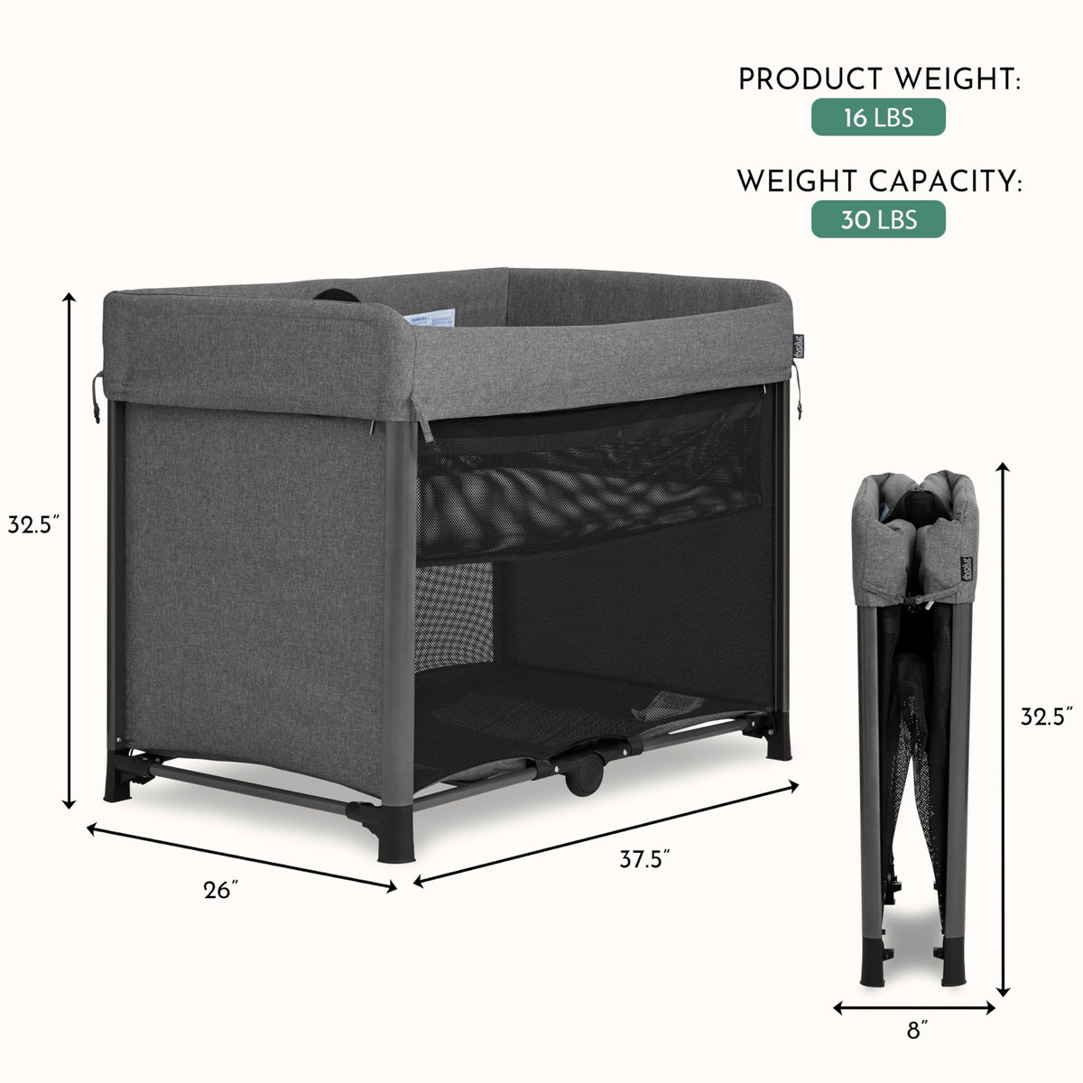 Portable Playard with Instant Fold and Bassinet, Grey M69279
