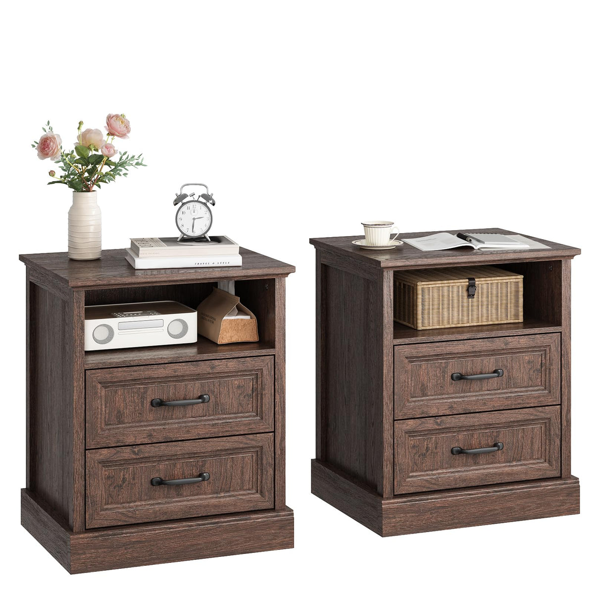 Brown 2 Drawer Nightstand Set of 2 E674247
