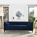 84" Navy Blue Velvet Tufted Sofa E41488
