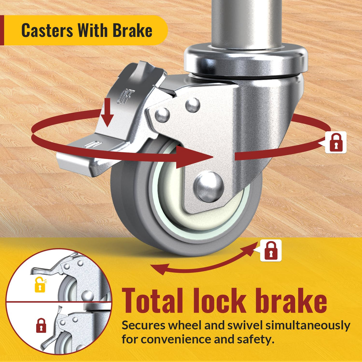 3 Inch Expanding Stem Locking Swivel Casters Set of 4 H30264