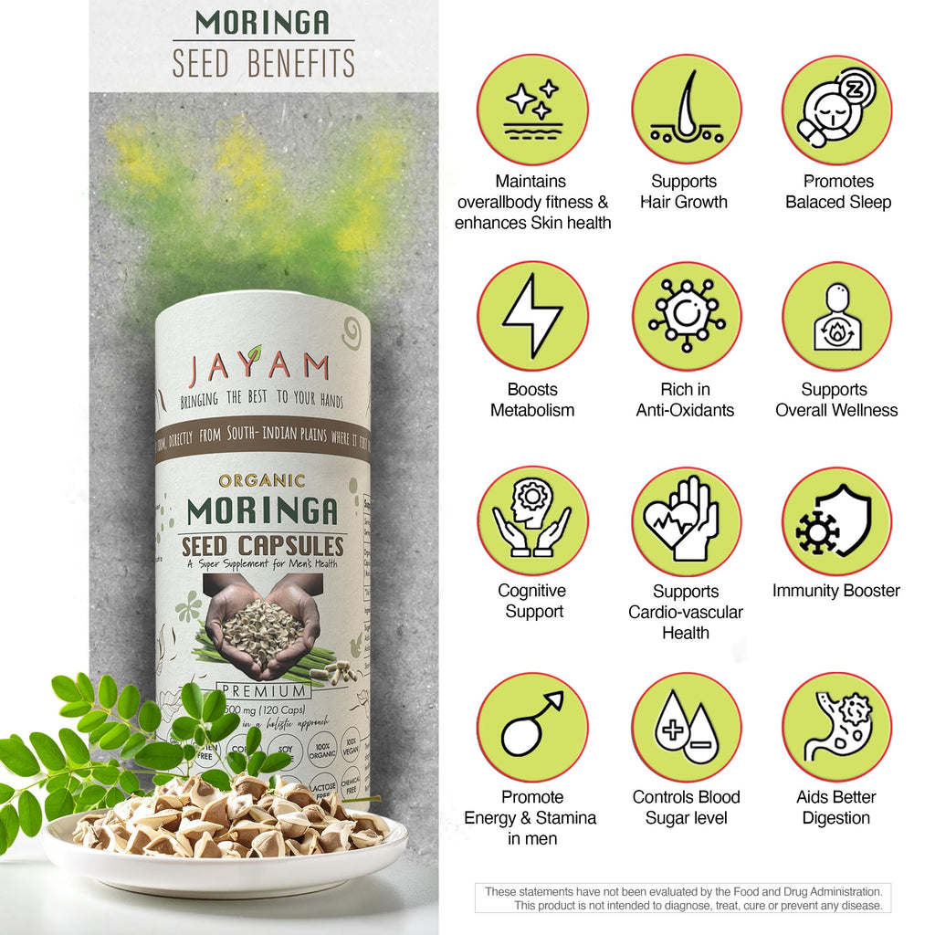 Organic Moringa Seed Capsules 120 Capsules I805