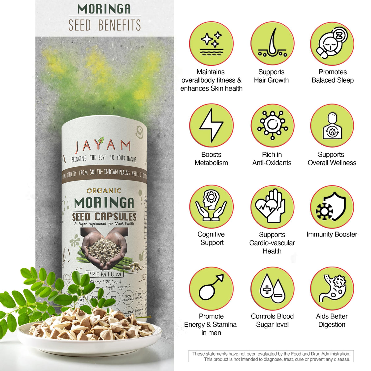 Organic Moringa Seed Capsules 120 Capsules I805