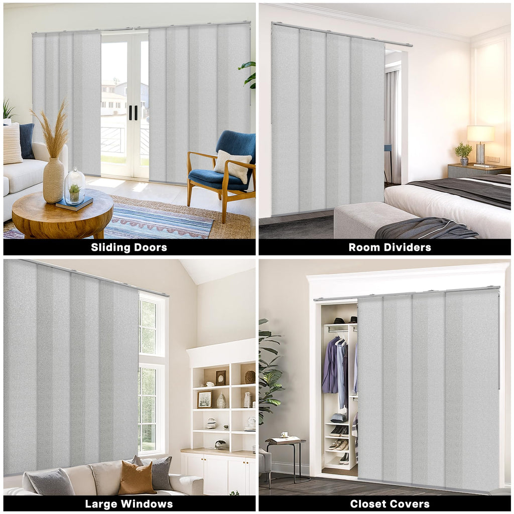 Adjustable Light Filtering Grey Panel Track Blinds V272