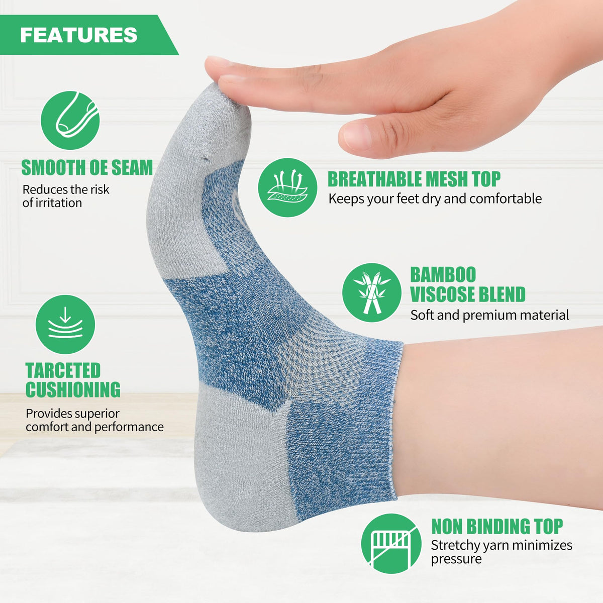 Low Cut Diabetic Socks for Men, 6 Pairs N286076