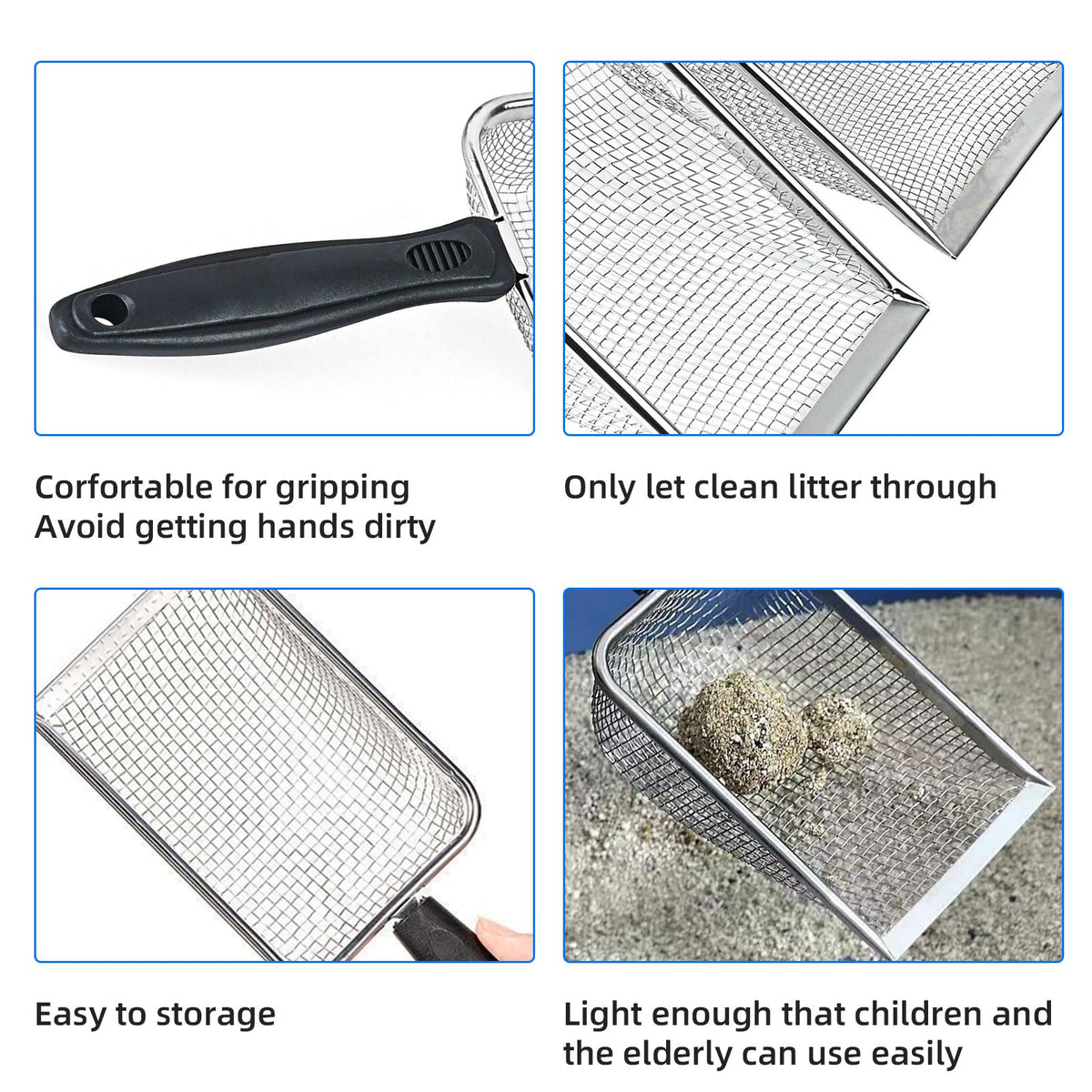 Stainless Steel Mesh Cat Litter Scoop 2.8mm Hole A195142