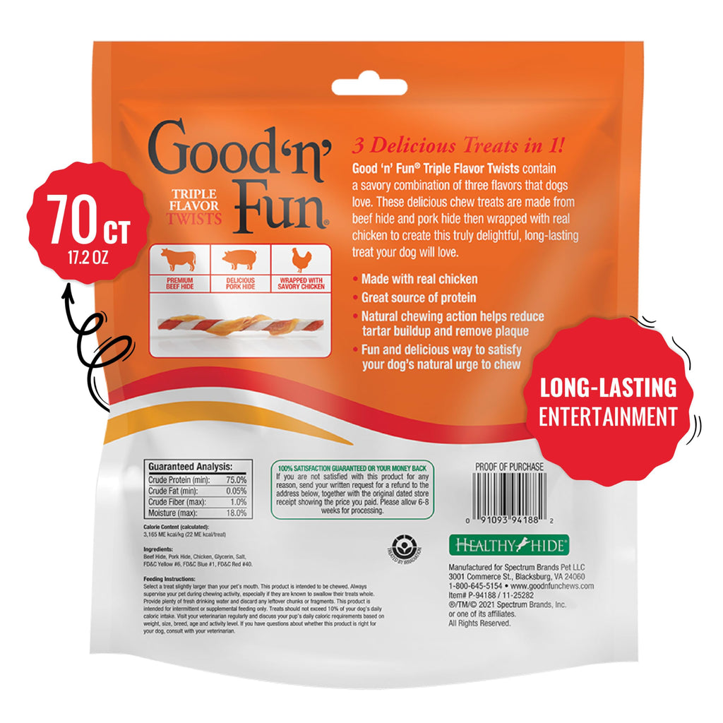 Long-Lasting Dog Treat with Real Protein, 70 Count D78108