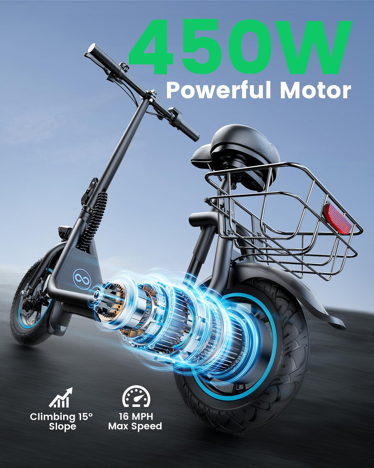 Electric Scooter with Seat & Basket O6578