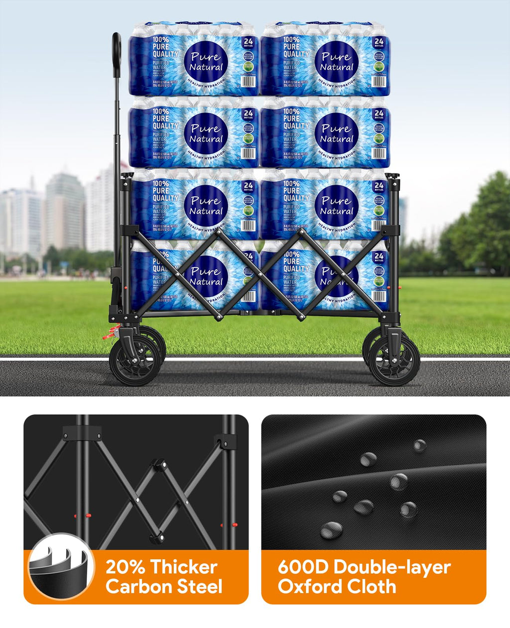 180L Foldable Wagon Cart with Wheels and Brakes N897