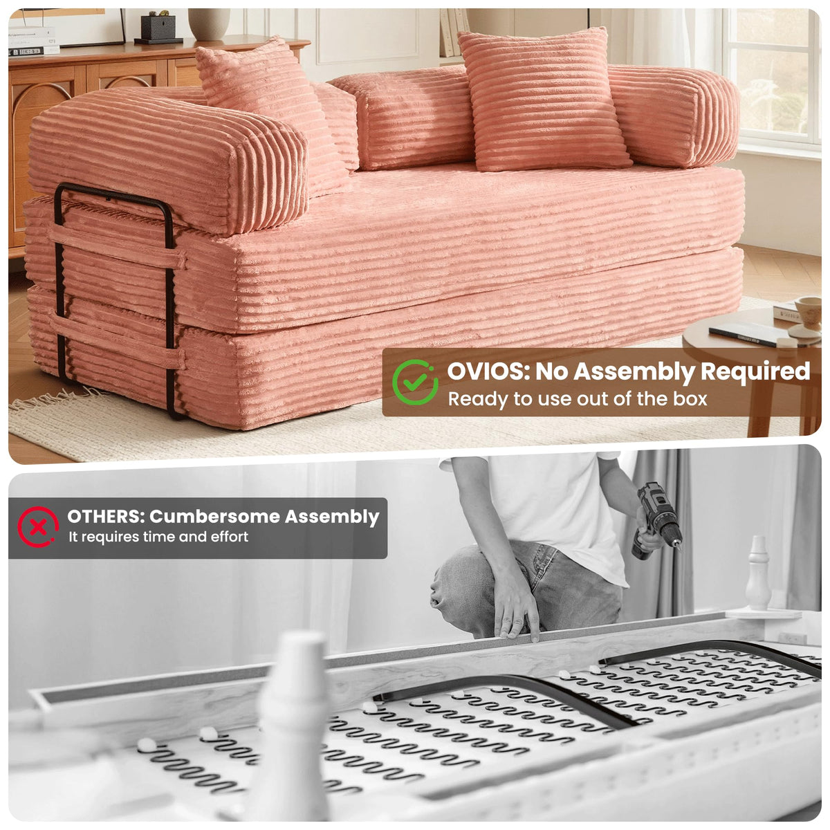 81" Folding Sofa Bed Convertible Floor Futon Lounger D4395