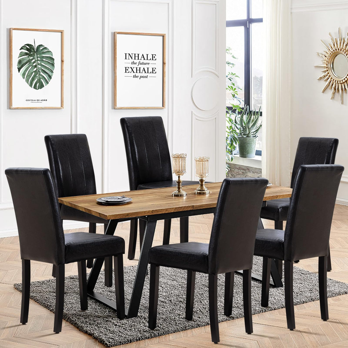 Black PU Leather Dining Chairs Set of 4 X9528