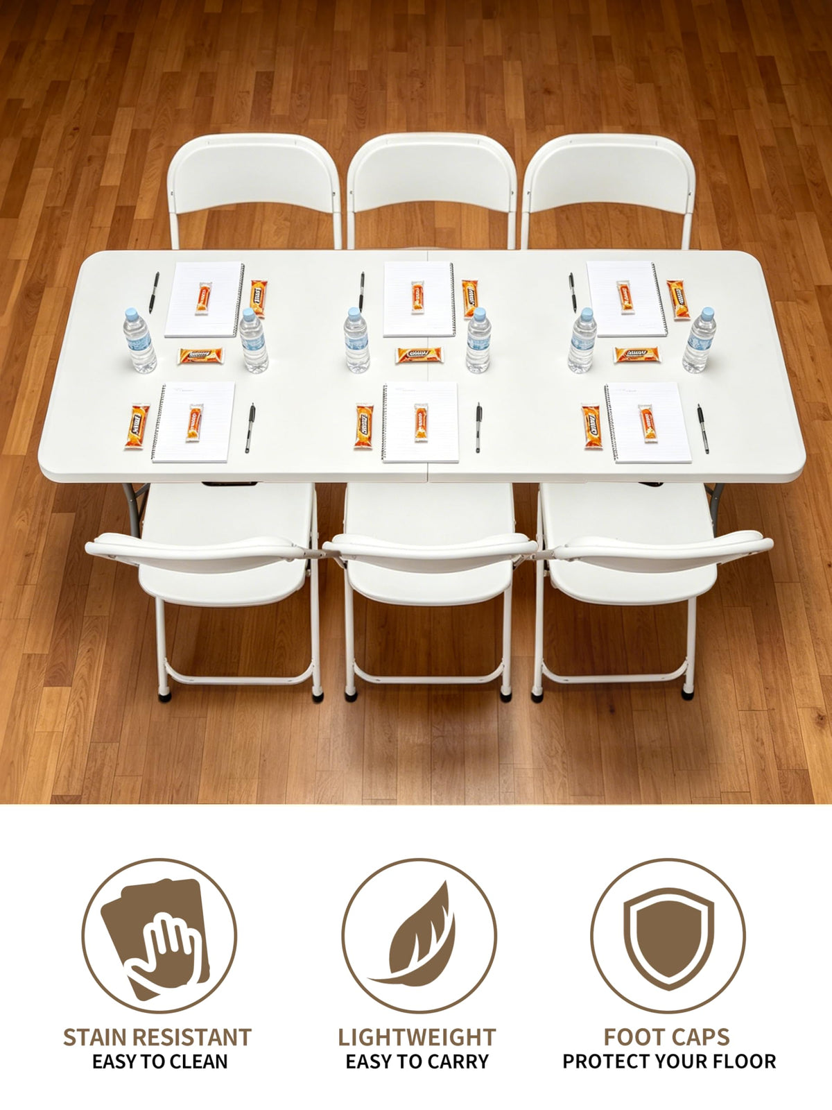 6Ft Heavy Duty Portable Plastic Folding Table I991