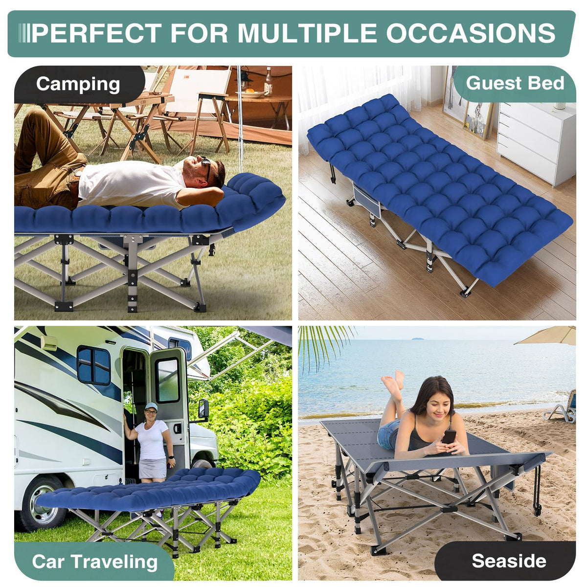 Folding Camping Cot with Mattress and Carry Bag N7912