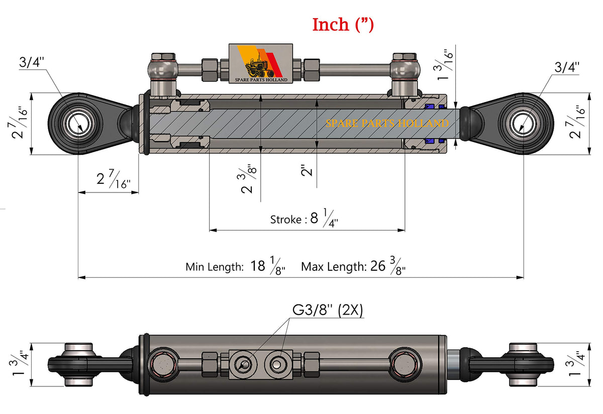 Hydraulic Top Link Cat 1-1 with Locking Block Q3521