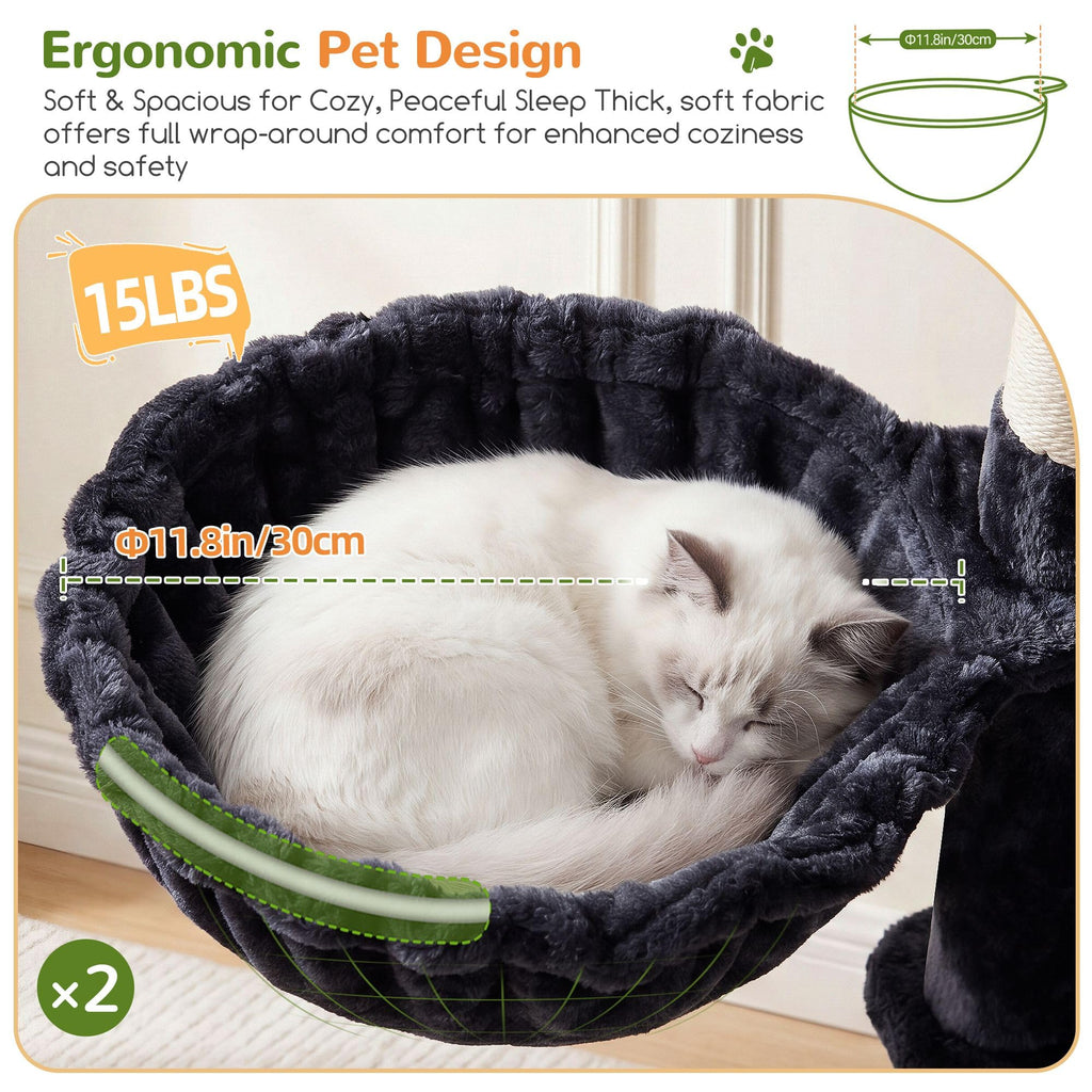 70 Inch Dark Gray Cat Tree with Scratching Post N918532
