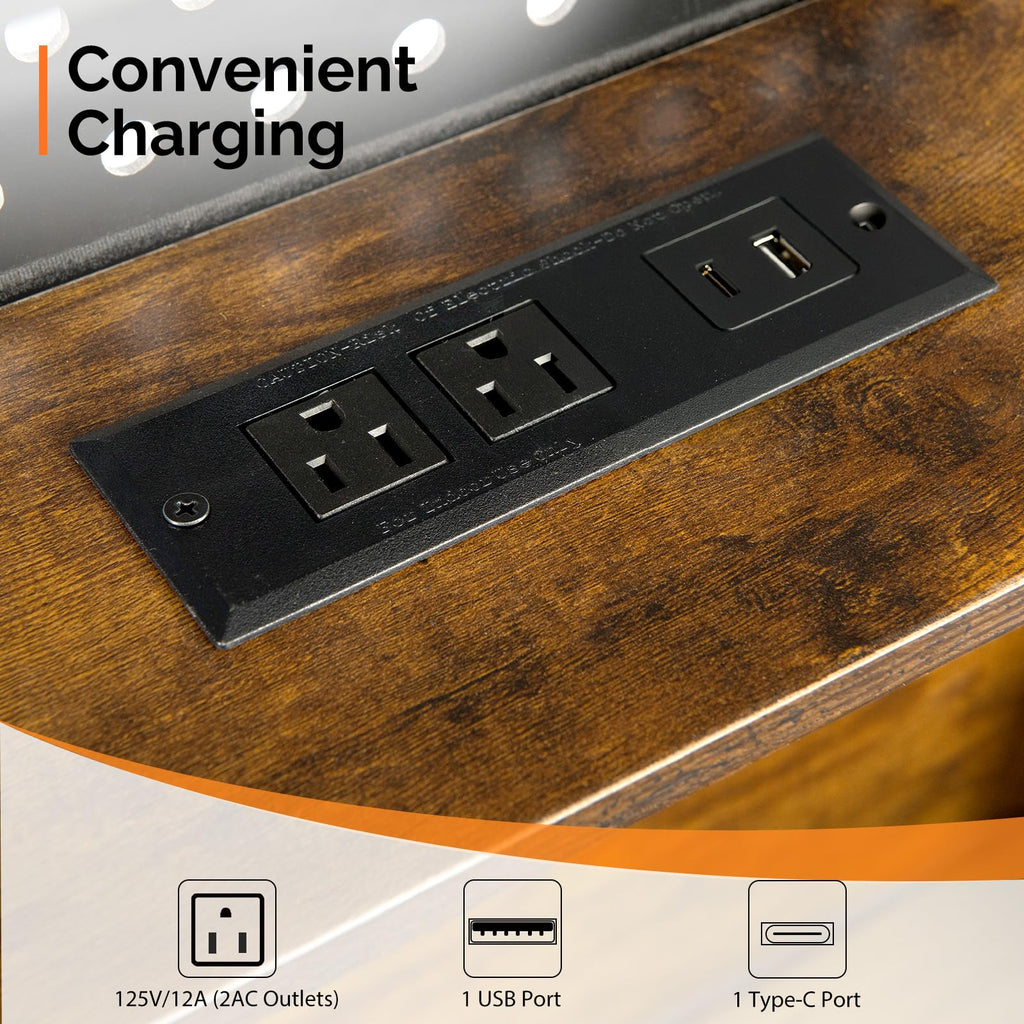 14 Inch Full Floating Bed Frame with USB Charging Station and LED Lights J9373