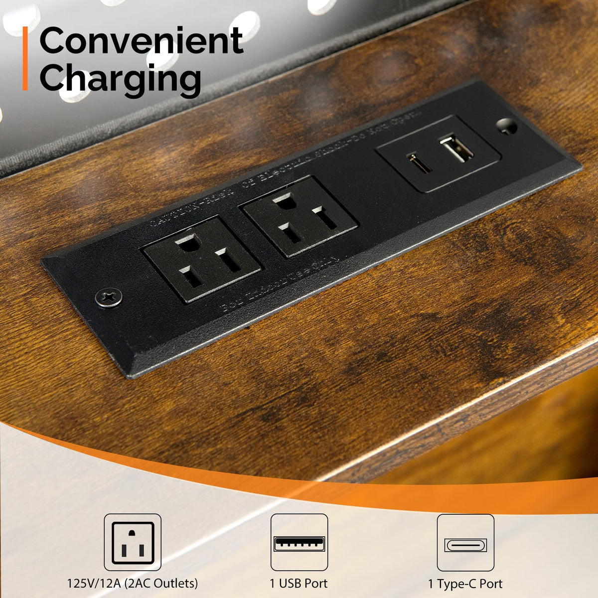 14 Inch Full Floating Bed Frame with USB Charging Station and LED Lights J9373