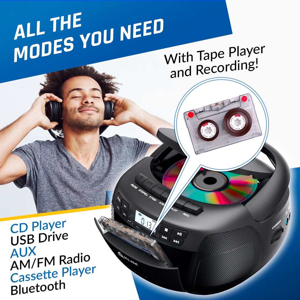 CD Cassette Player with Bluetooth AM FM Radio USB Drive K303421