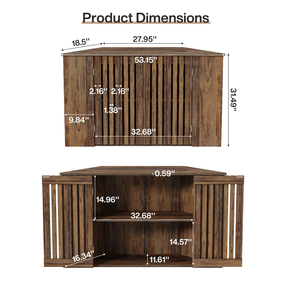 53" Farmhouse Corner TV Stand with Storage G51323