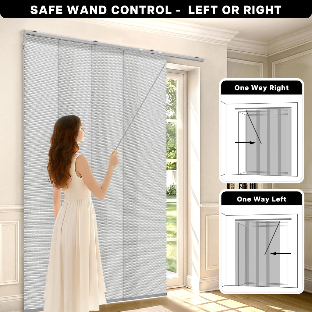 Adjustable Light Filtering Grey Panel Track Blinds V272