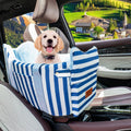 Dog Car Seat for Small Dogs to 15lbs Blue White Stripes U3189