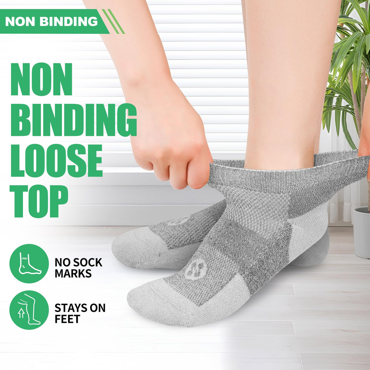 Low Cut Diabetic Socks for Men, 6 Pairs N286076