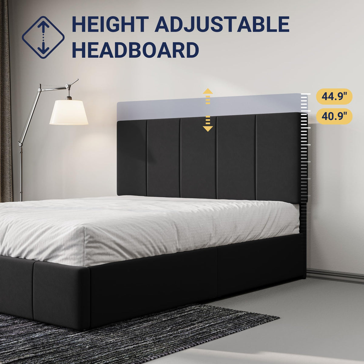 Queen Size Black Dutch Velvet Upholstered Platform Bed Frame G524