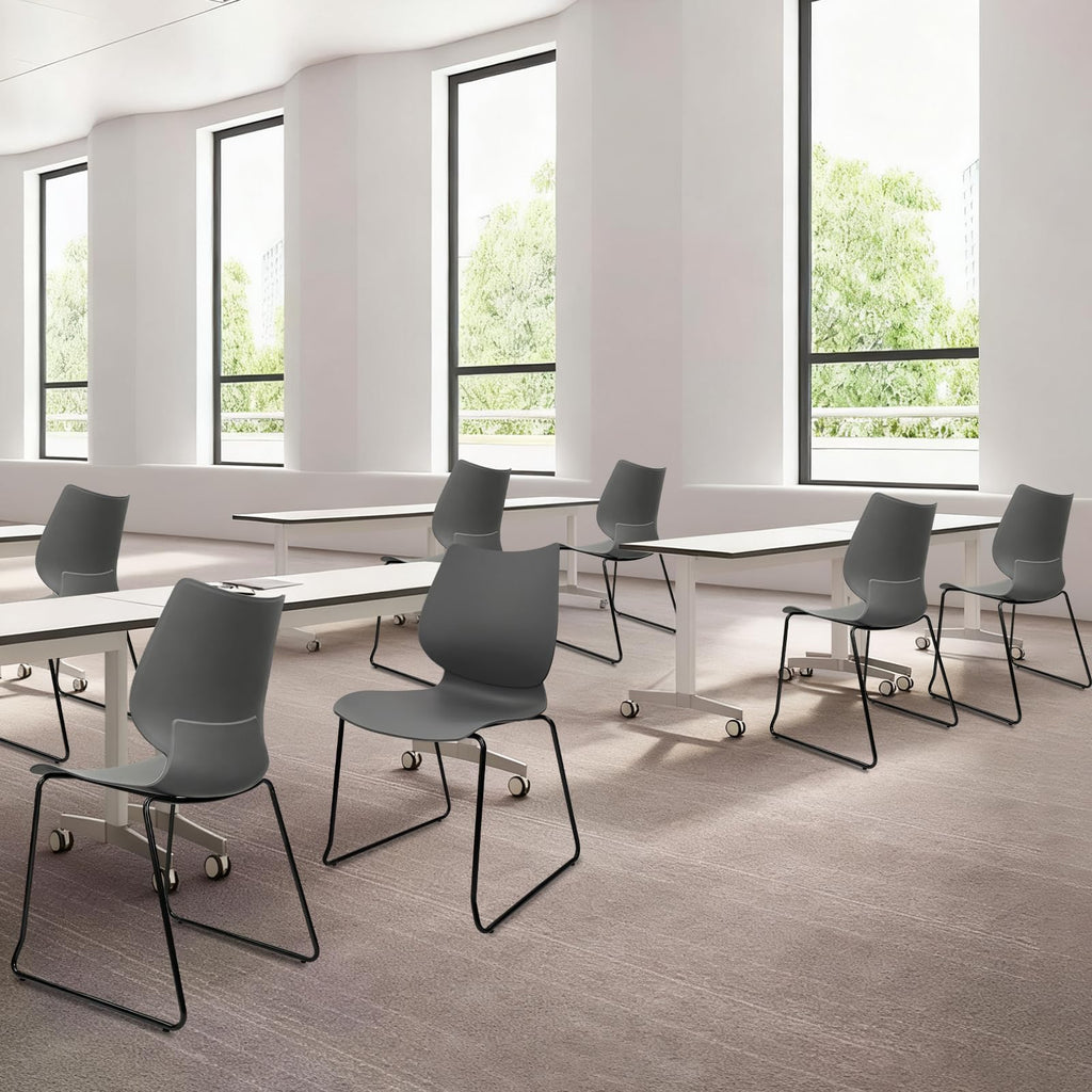 Grey Stacking Plastic Office Chairs Set of 12 C437394