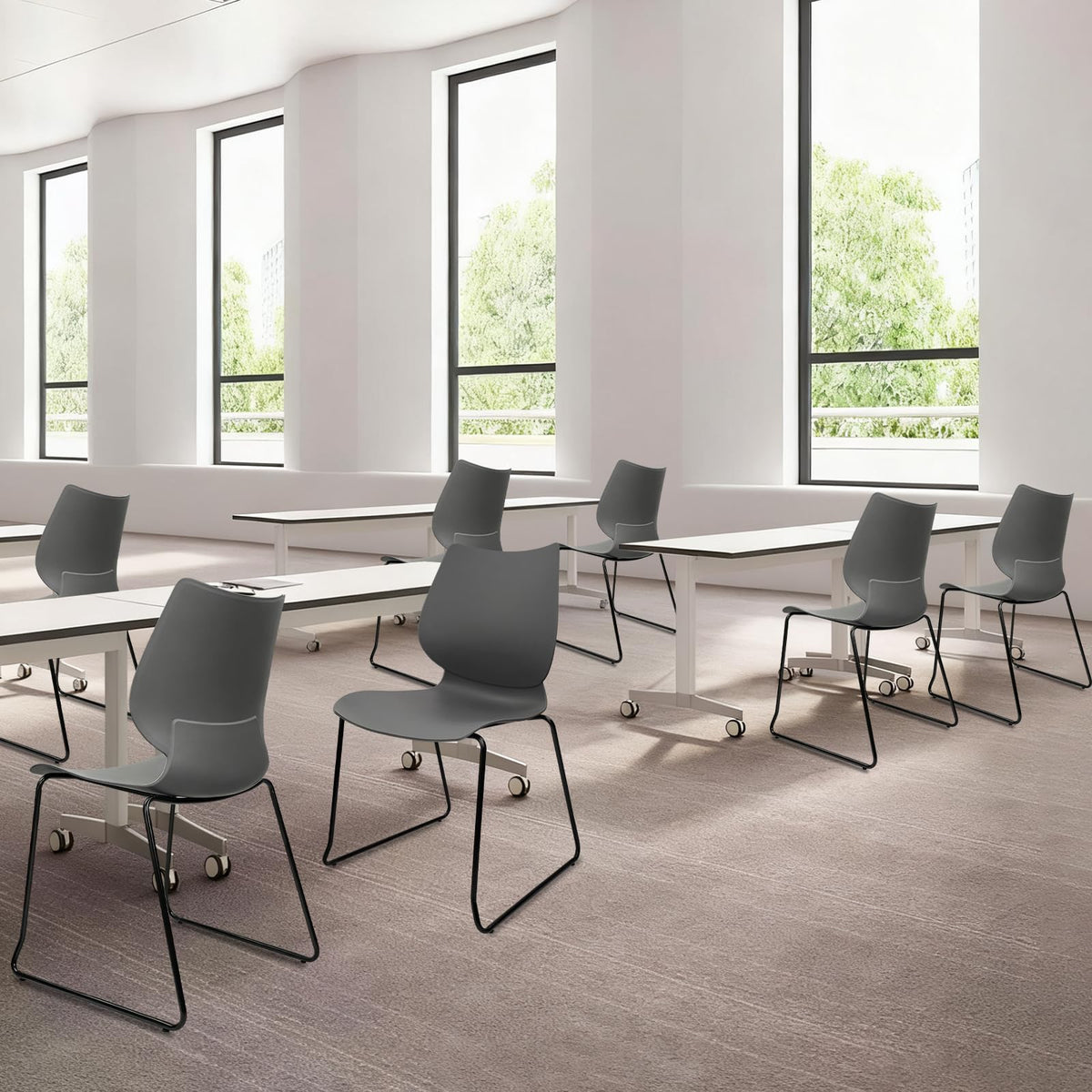 Grey Stacking Plastic Office Chairs Set of 12 C437394