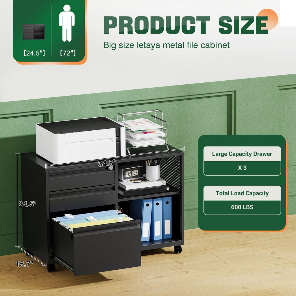 3 Drawer Metal File Cabinet with Lock U6655