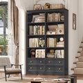 71" Tall Black Bookshelf with 4 Drawers H6888