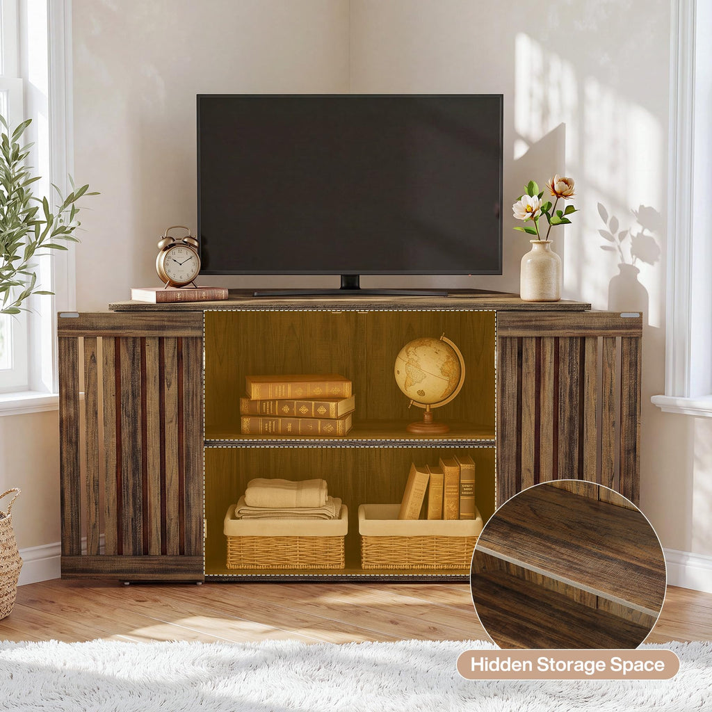 53" Farmhouse Corner TV Stand with Storage G51323