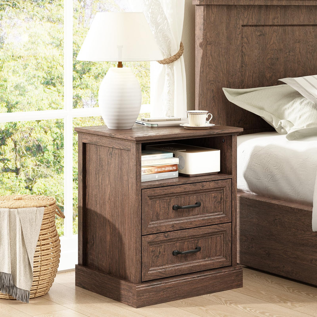Brown 2 Drawer Nightstand Set of 2 E674247