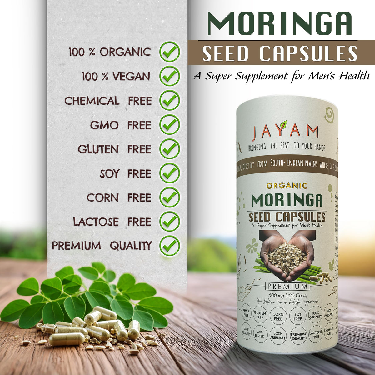 Organic Moringa Seed Capsules 120 Capsules I805