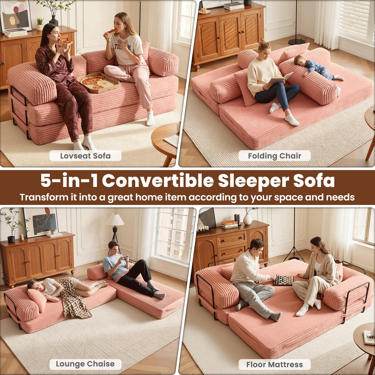 81" Folding Sofa Bed Convertible Floor Futon Lounger D4395