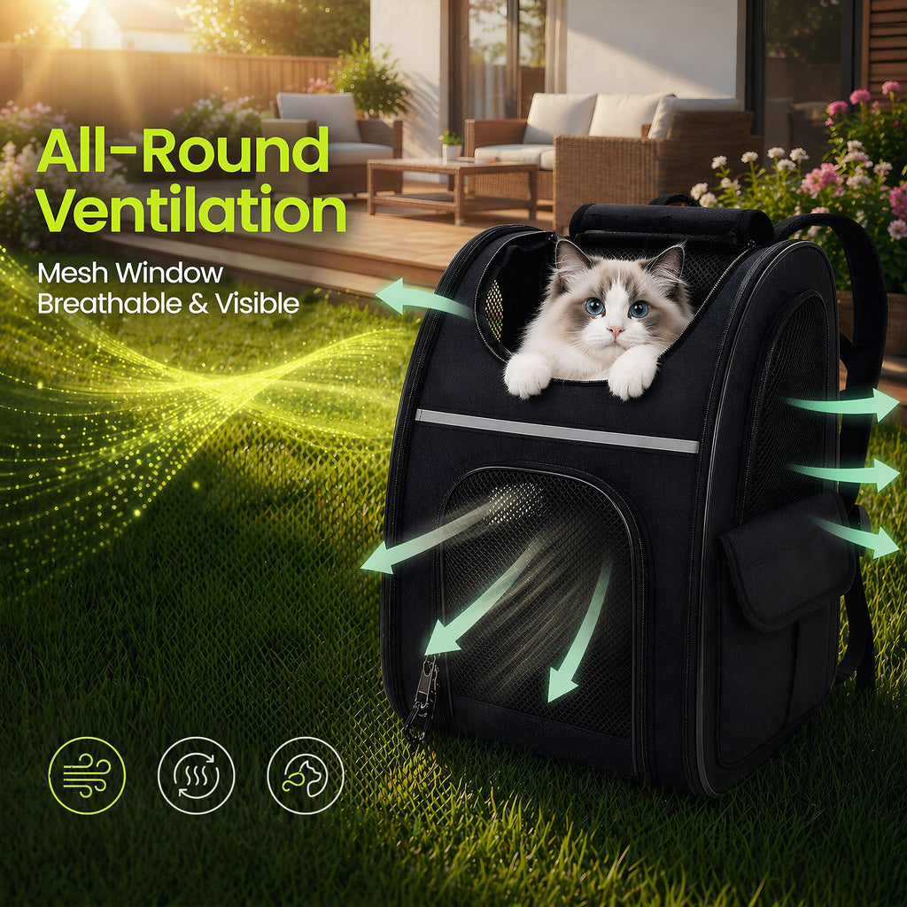 Expandable Cat Backpack Carrier with Breathable Mesh O555