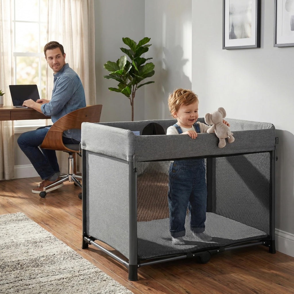 Portable Playard with Instant Fold and Bassinet, Grey M69279