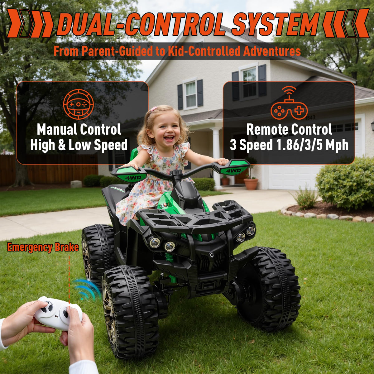 24V Kids ATV 4 Wheeler Green Z406