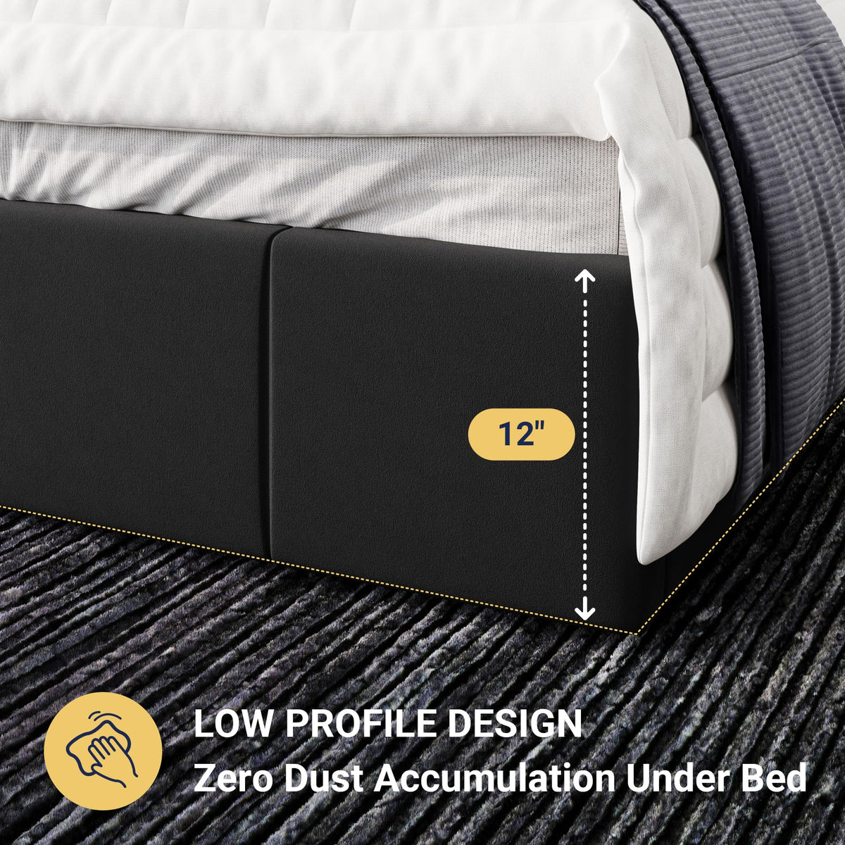 Queen Size Black Dutch Velvet Upholstered Platform Bed Frame G524