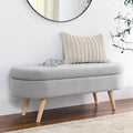 Linen Gray Upholstered Storage Ottoman Bench I284460