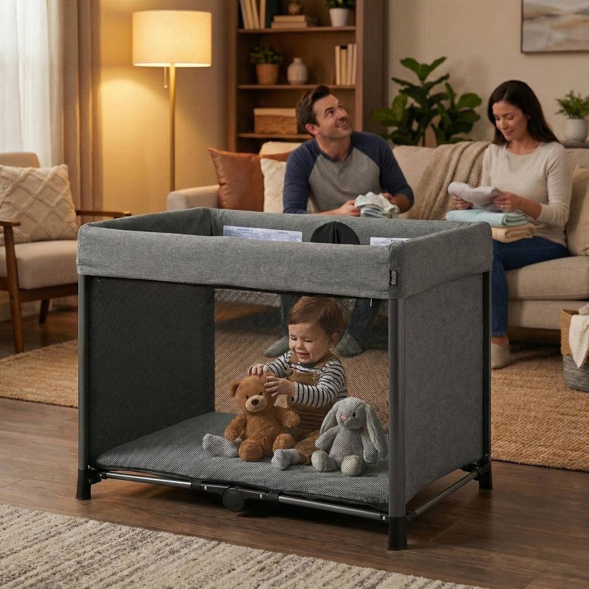 Portable Playard with Instant Fold and Bassinet, Grey M69279