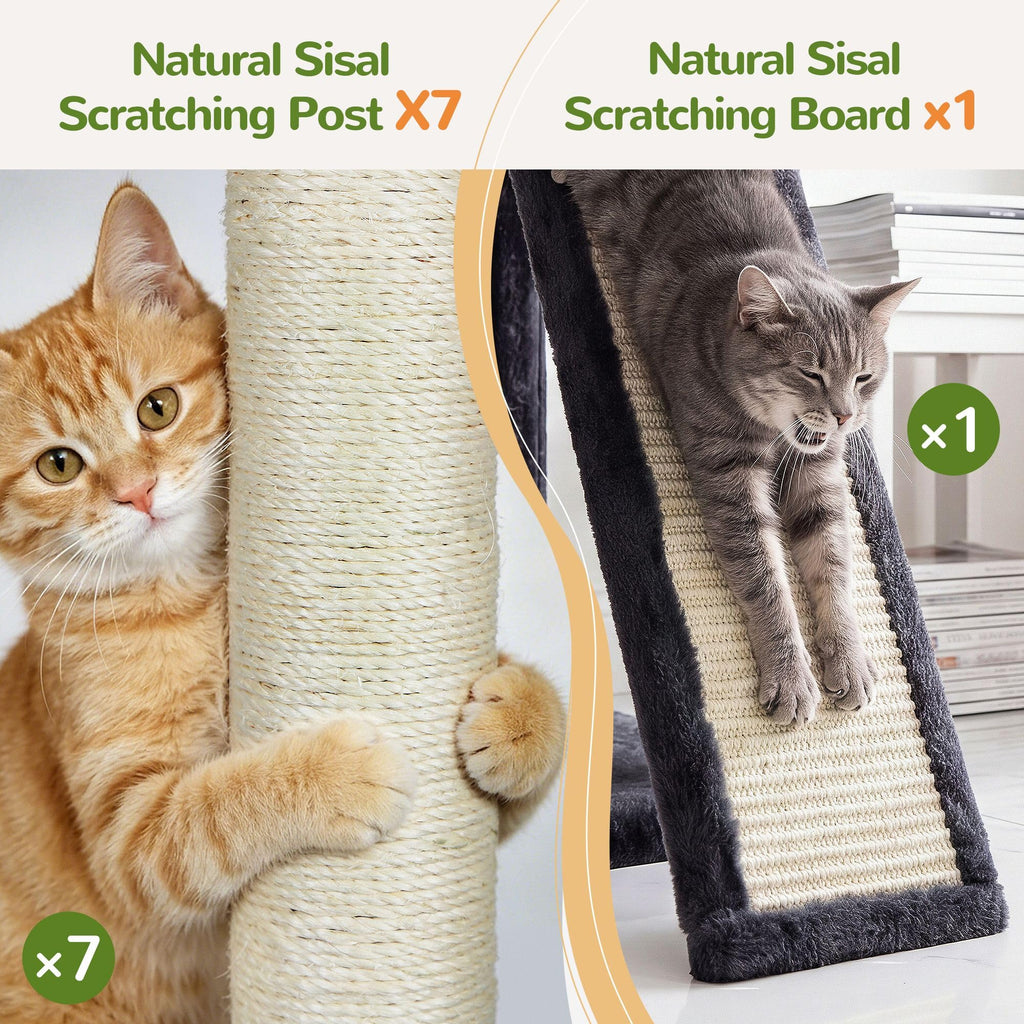 70 Inch Dark Gray Cat Tree with Scratching Post N918532