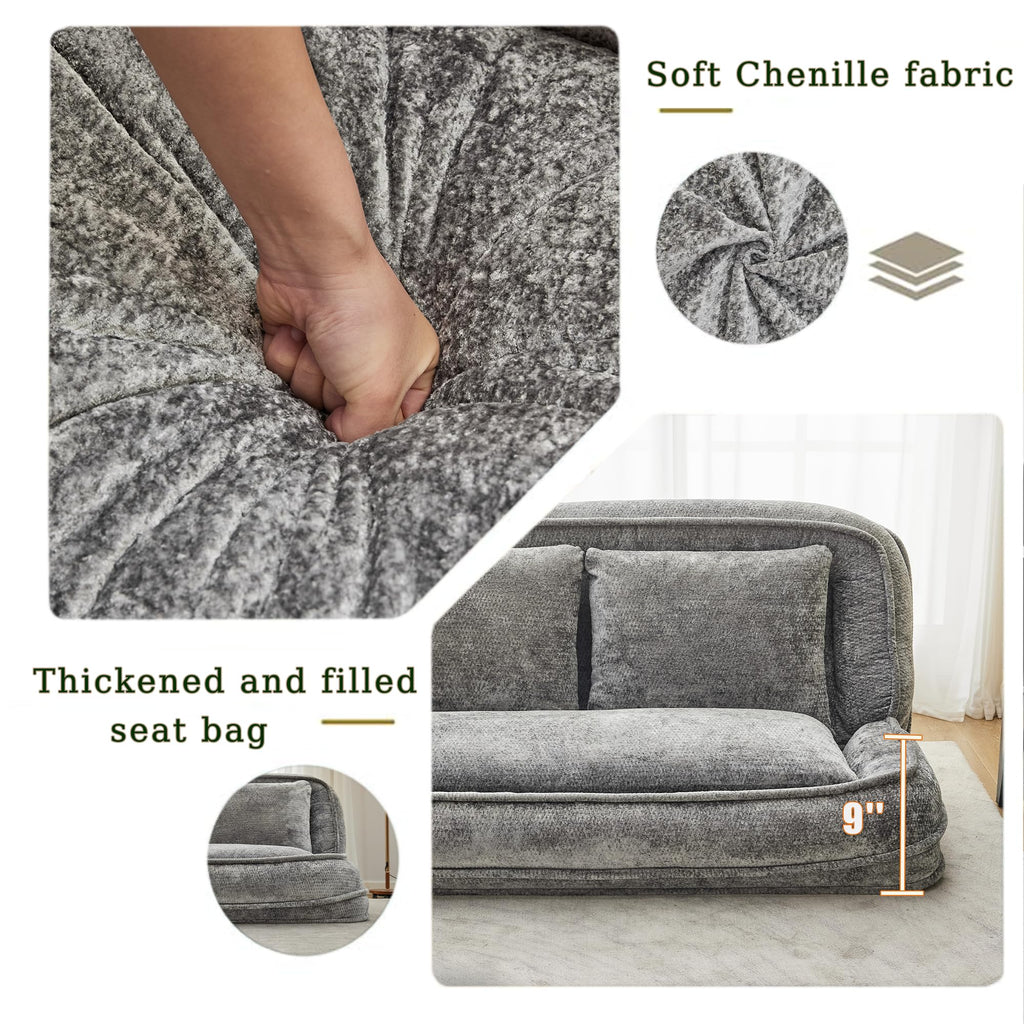 Light Gray Folding Floor Sofa Bed Z595625