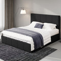 Queen Size Black Dutch Velvet Upholstered Platform Bed Frame G524
