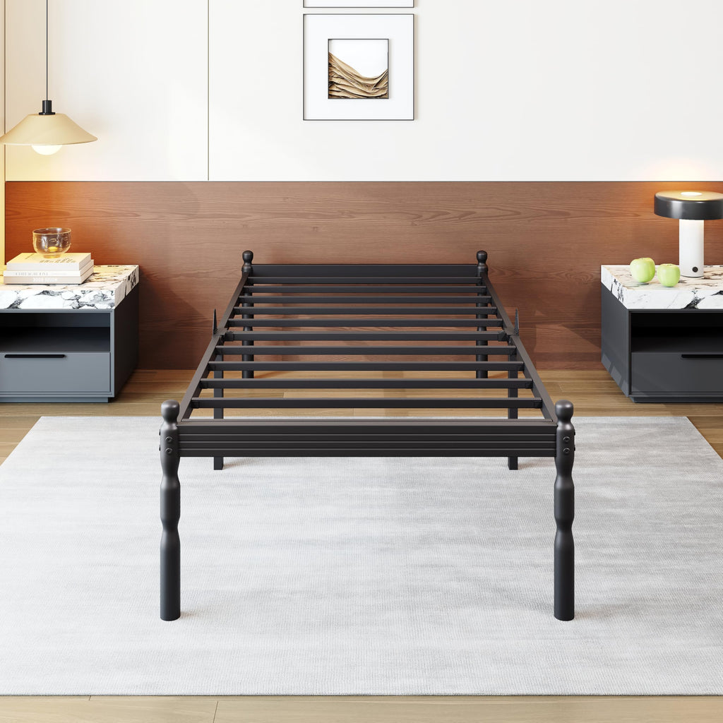 Twin XL Size 18" Black Metal Bed Frame with Storage Q314