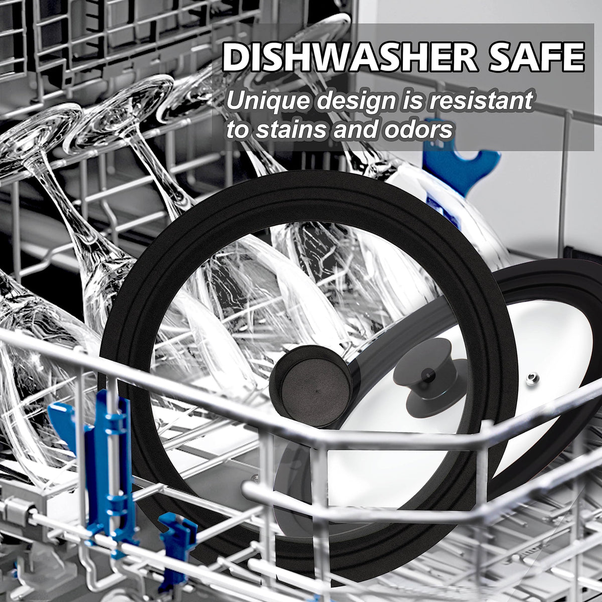 Tempered Glass Lid with Silicone Rim for Pots Pans and Skillets W836657